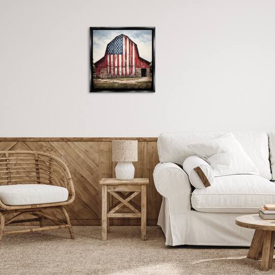 Stupell Industries Americana Barn View Floater Framed Art